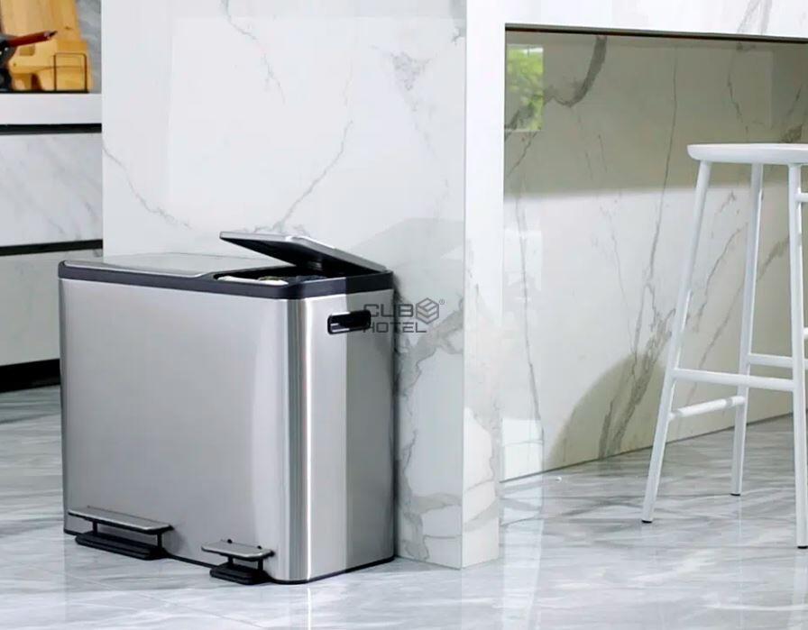 Papelera con Pedal 15+15+15L Acero Inoxidable EKO EcoCasa